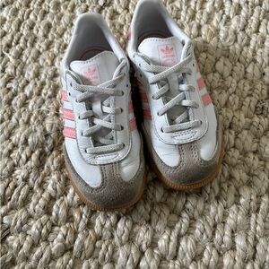Adidas Kids' White, Pink, and Gray Sneakers